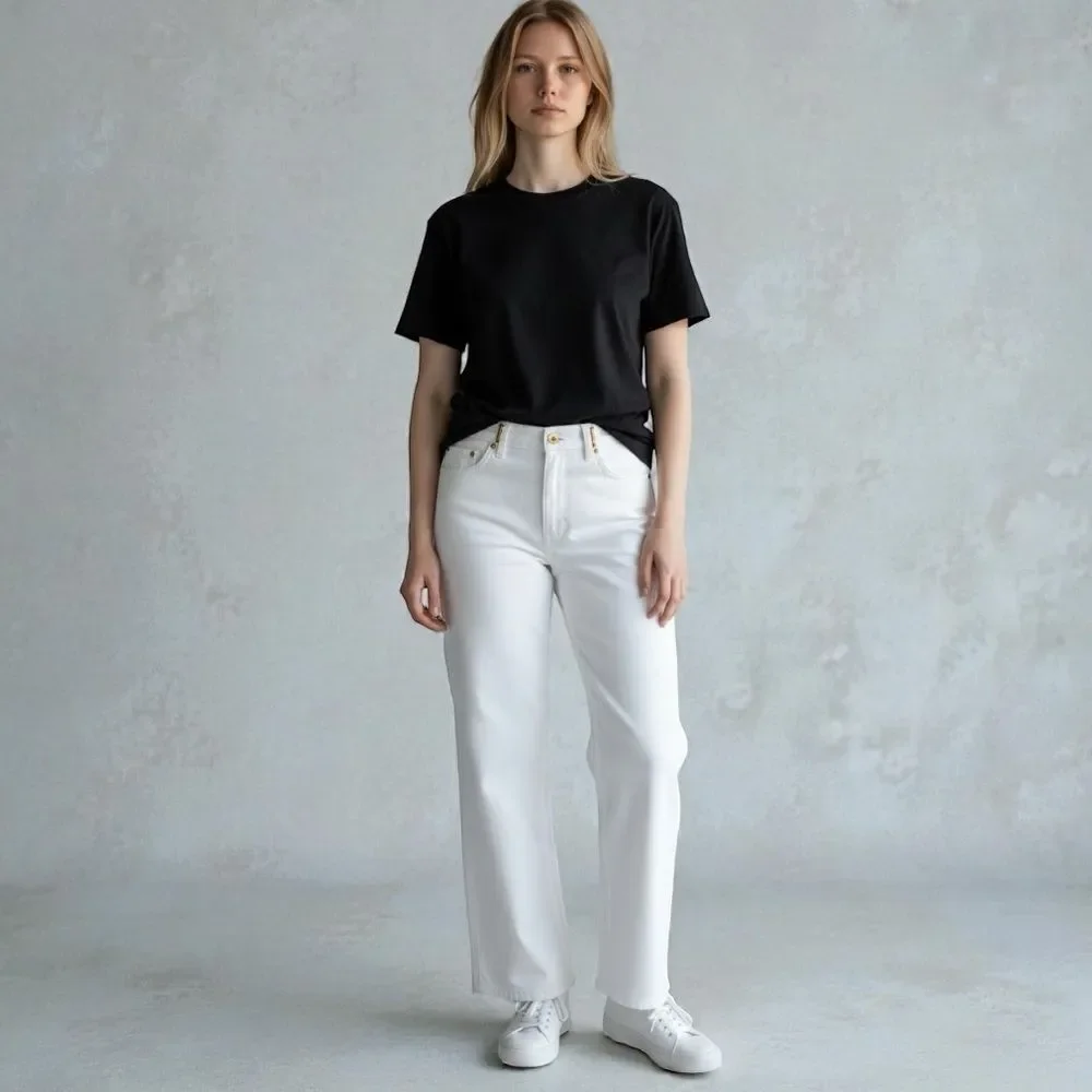 St. John Sport Vintage 2006 White Mid Rise Straight Leg Pant Women Size 6 30x27